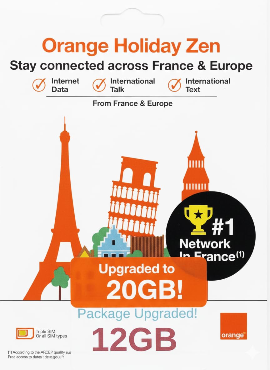 Amazon.com: 20GB 30 Day Orange Europe SIM Card, 30 Minutes Calls+